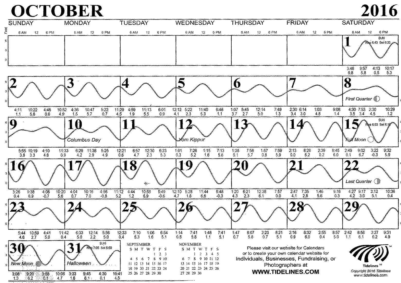 Printable Tide Calendar Liana Ophelie